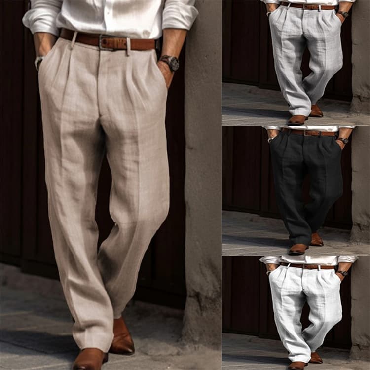 Pantalones de lino para hombre, cómodos y transpirables