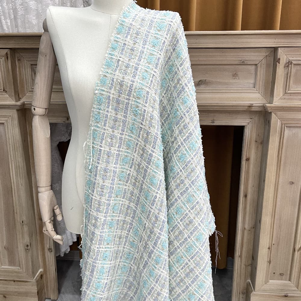 Tela de tweed de lana púrpura claro importada de alta gama