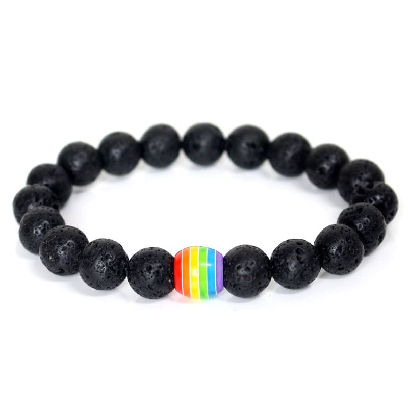 Pulsera de cuentas arcoíris con piedras naturales
