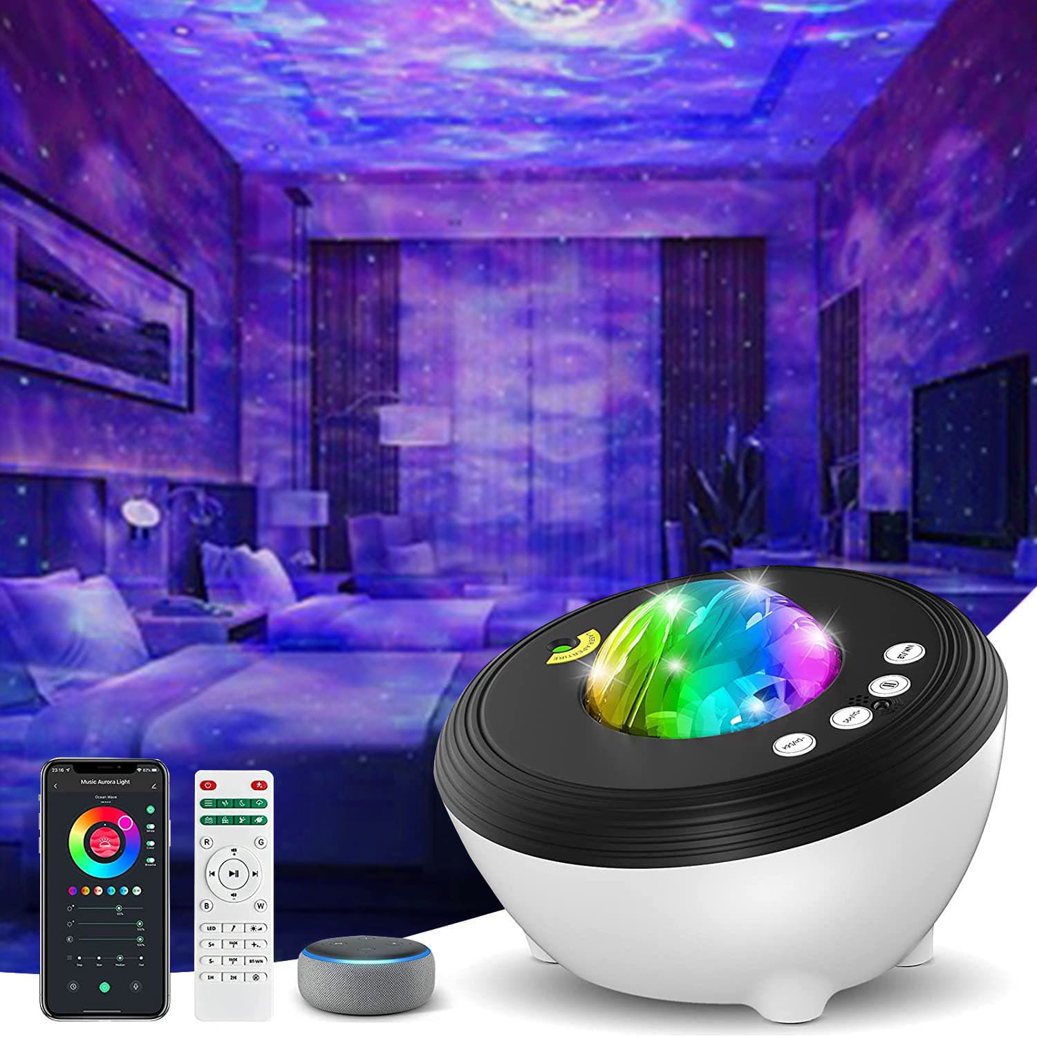 Proyector de luz aurora con altavoz Bluetooth