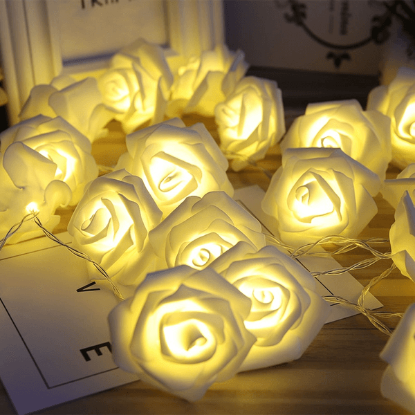 Guirnalda LED de flores de rosa con batería