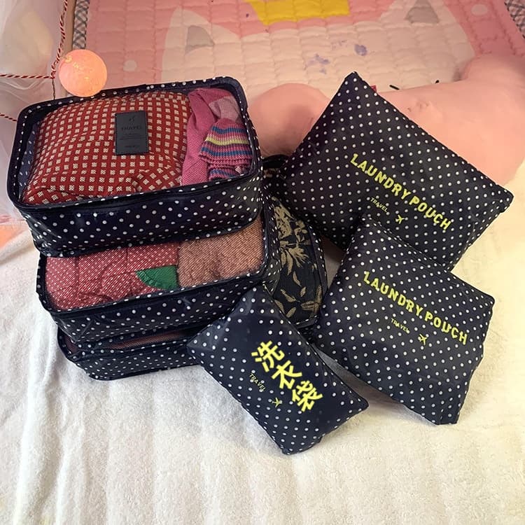Set de 6 bolsas organizadoras de viaje en tela oxford