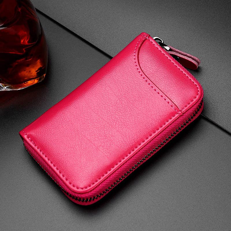 Estuche de llave de cuero con cremallera multifuncional