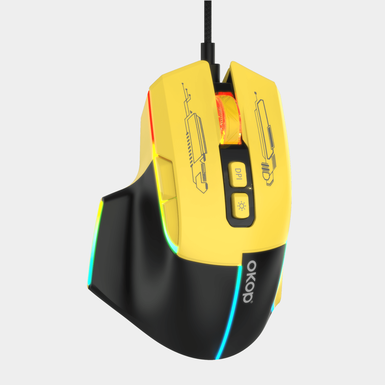 Ratón óptico alámbrico ergonómico para escritorio y portátil