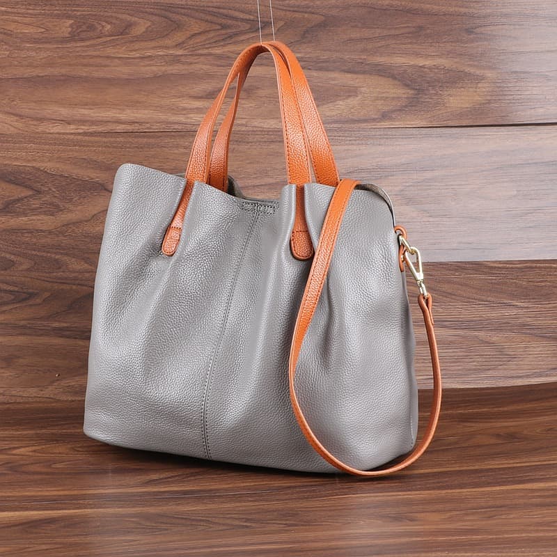 Bolsa tote de cuero suave para mujer, elegante y casual