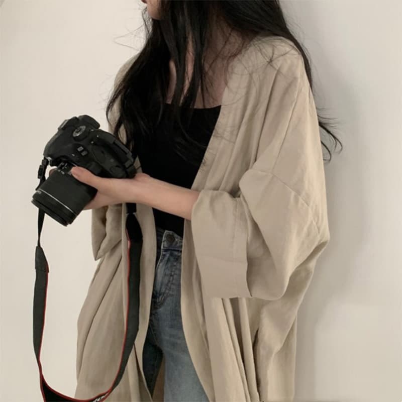 Cardigan ligero estilo coreano de manga larga