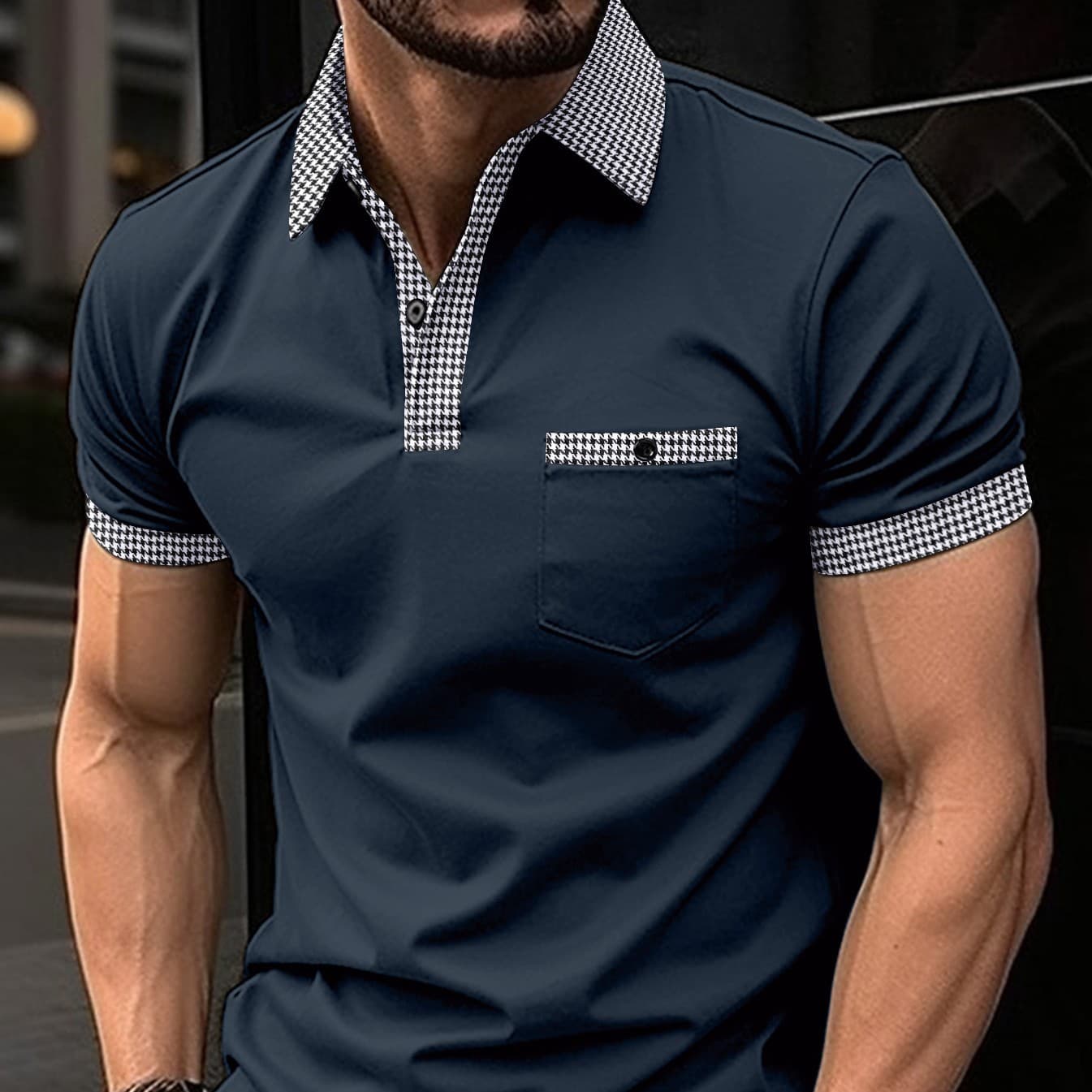 Polo deportivo hombre cuadros corte suelto