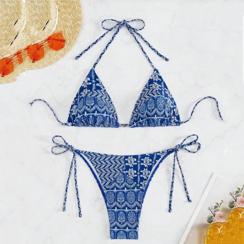 Bikini de banda estampada para mujer