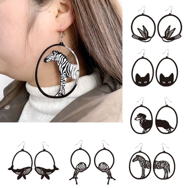 Aretes colgantes de acrílico con diseños de animales