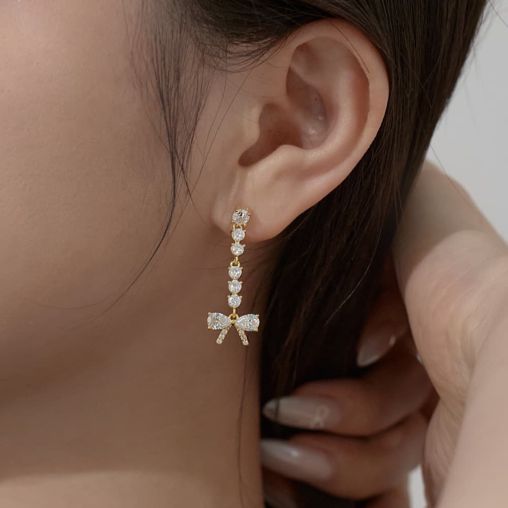 Pendientes plata 925 gota agua circón borla colgante