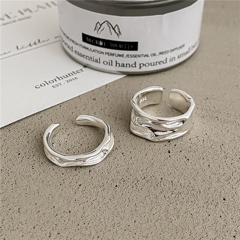 Anillo de plata esterlina 925 con textura irregular coreano