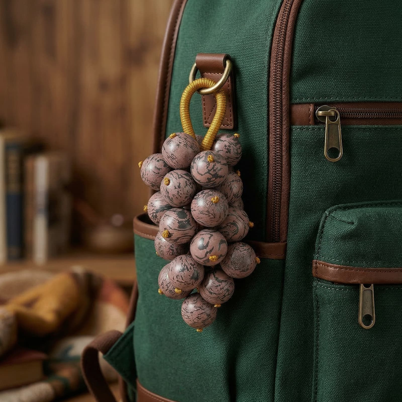 Llavero colgante con diseño de mochila