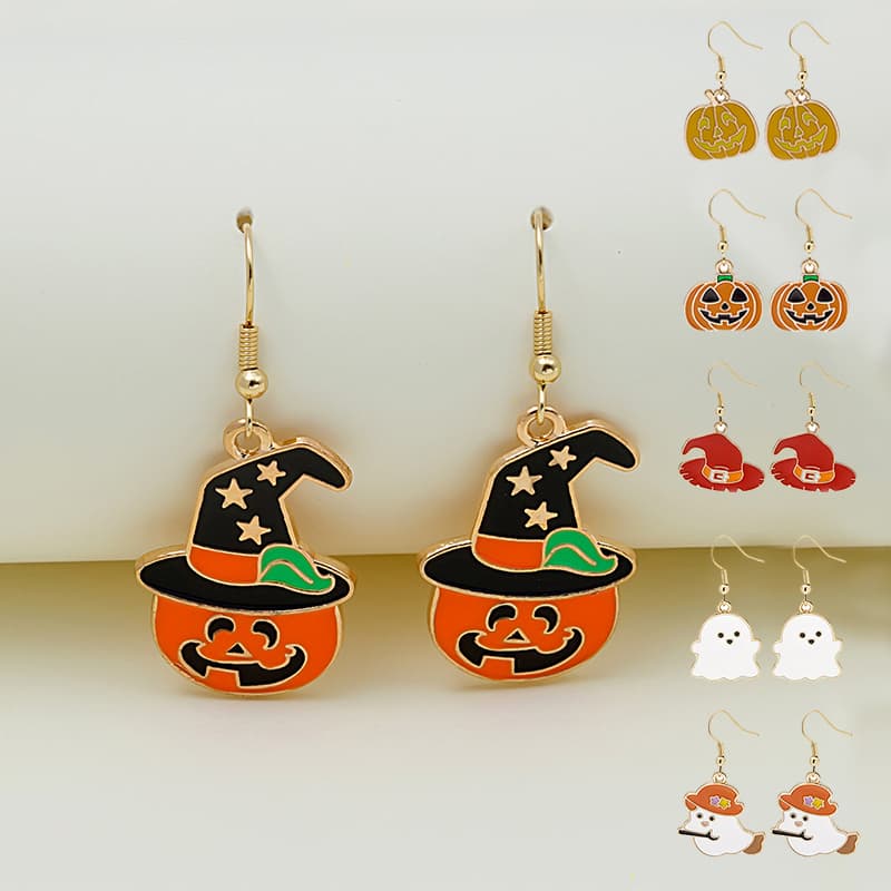 Aretes Halloween calabaza gotita aceite diseño adorable