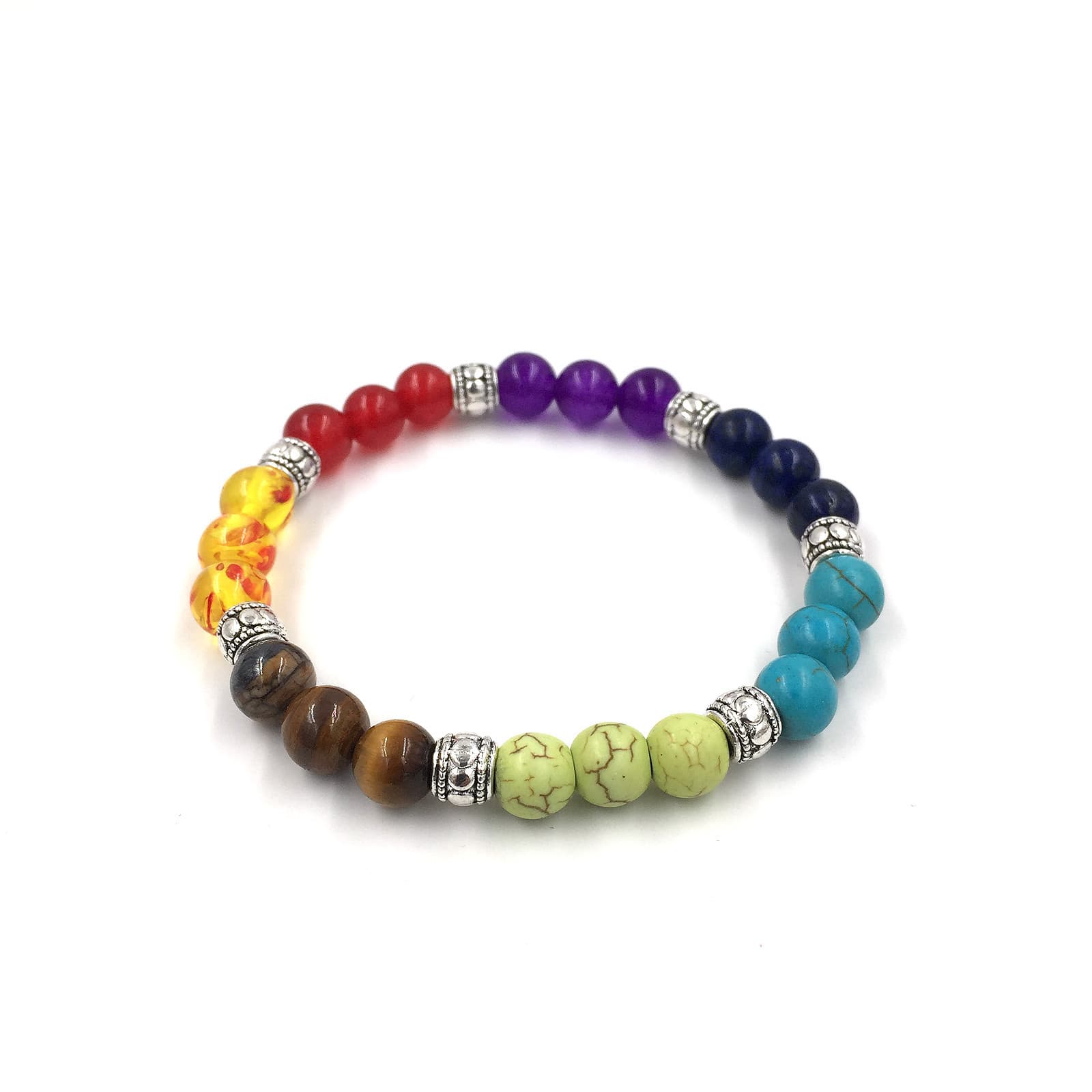 Pulsera de perlas de piedra volcánica multicolor de 8 mm