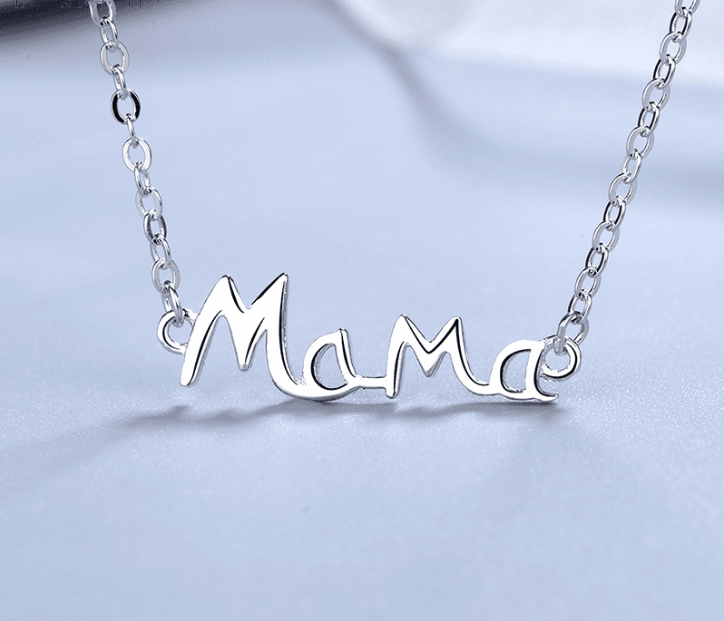 Collar de plata esterlina S925 con letras Mama