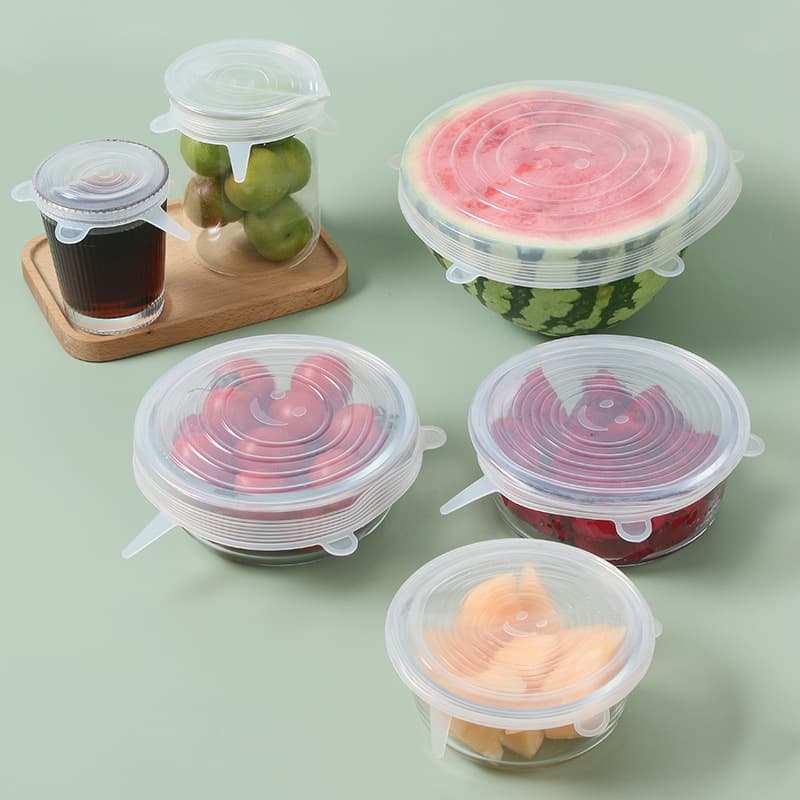 Set de 6 tapas de silicona elástica para alimentos