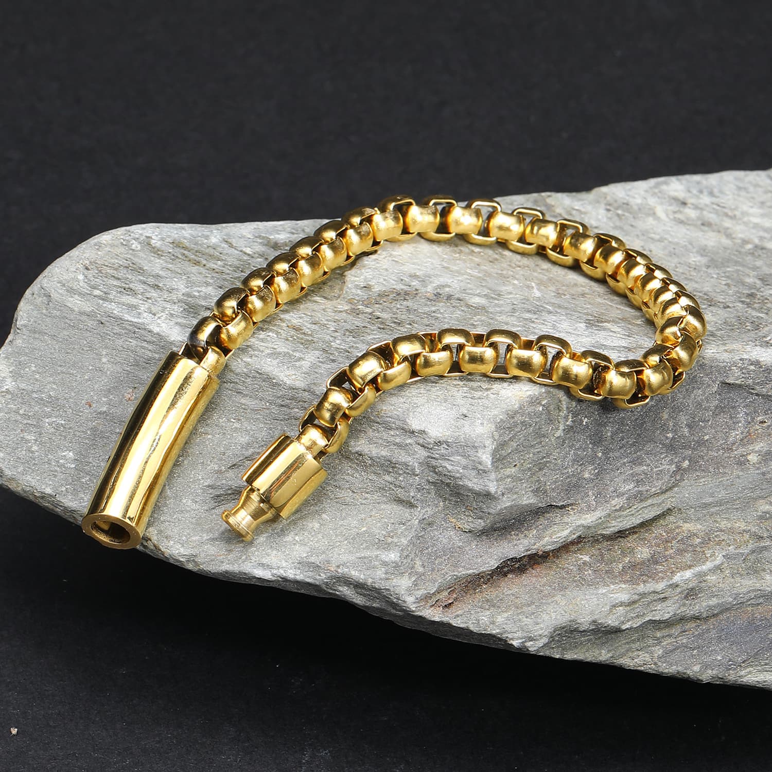 Pulsera acero titanio con perla hombre
