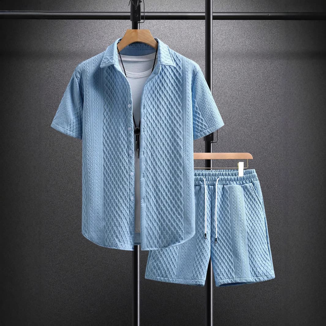 Traje hombre camisa shorts manga corta casual holgado