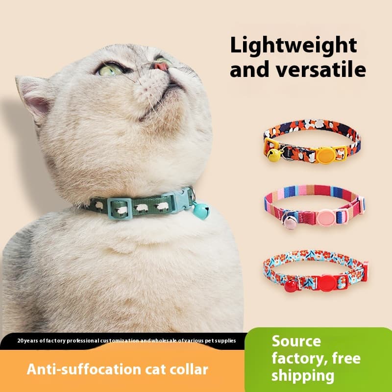 Collar tejido con cascabel antiexplosión para gatos
