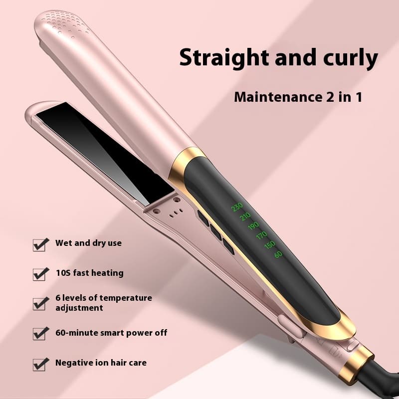 Plancha de cabello con rizador dual con protección anti-quemadura