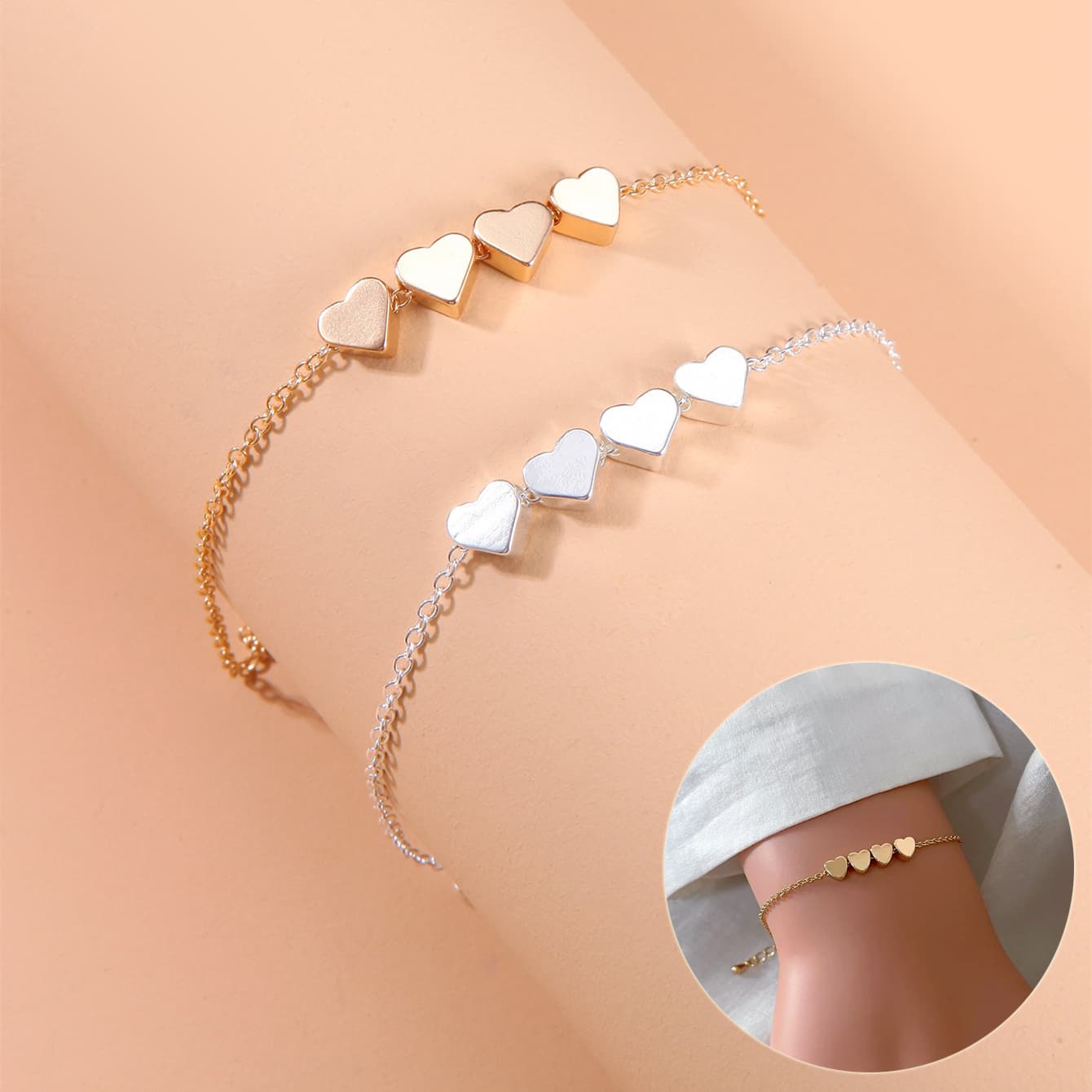 Pulsera de corazón con cadena delgada