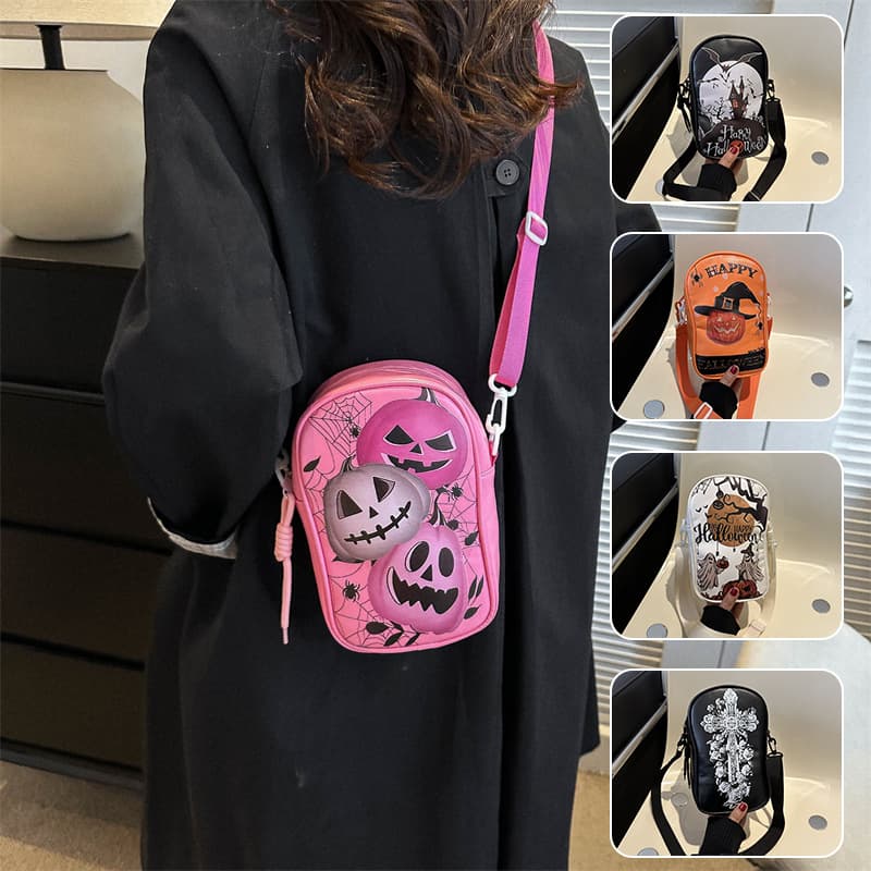 Bolsa de hombro Halloween con calabaza impresa y diseño creativo