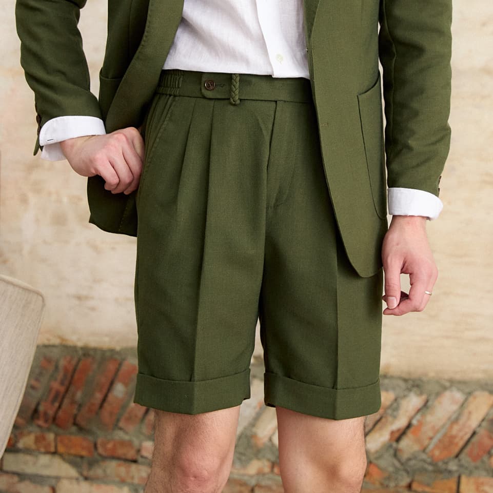 Shorts hombre lino verano, estilo italiano retro