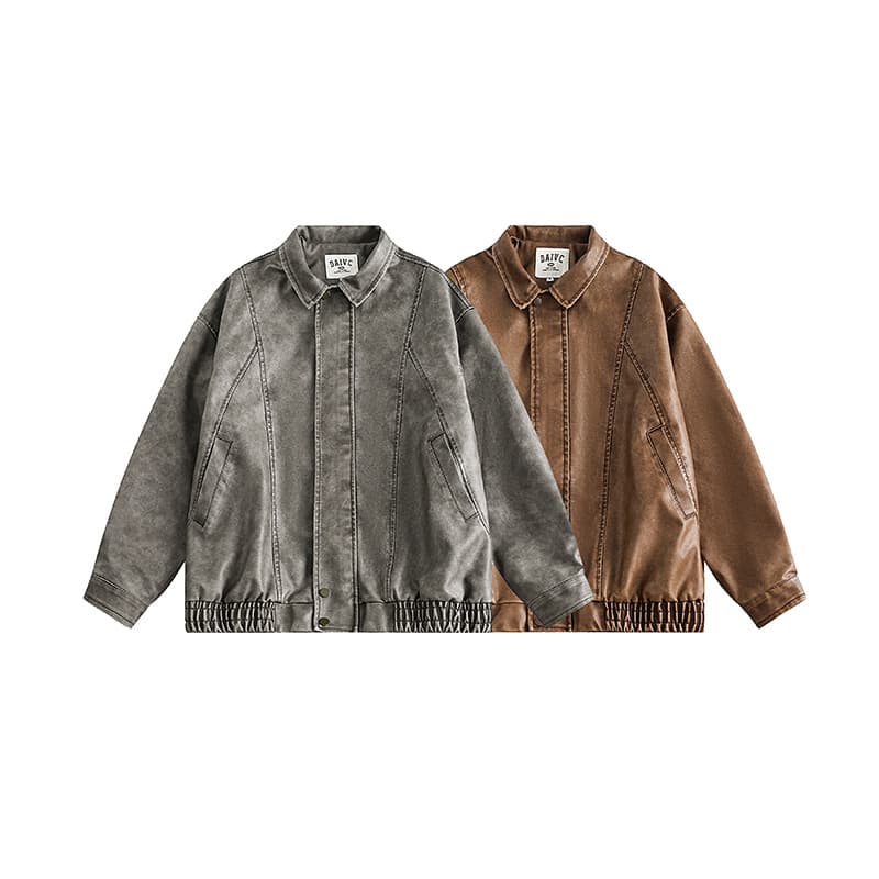 Chaqueta retro estilo Hong Kong deslavada para hombre