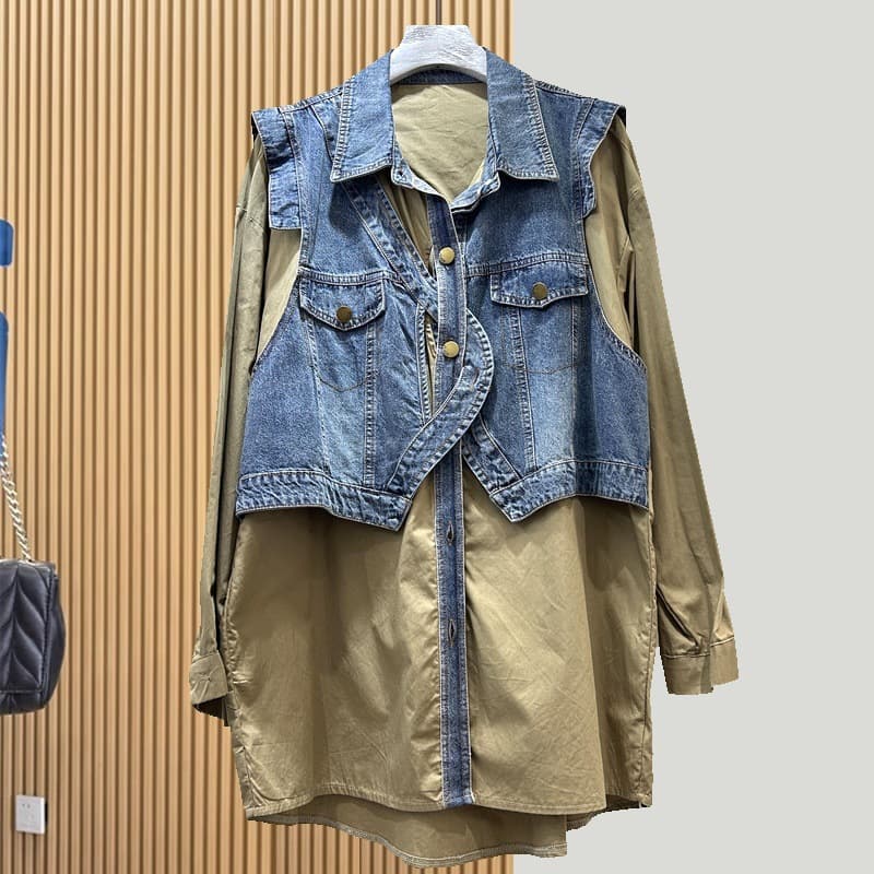 Chaqueta estilo dos piezas de mujer con efecto diamante