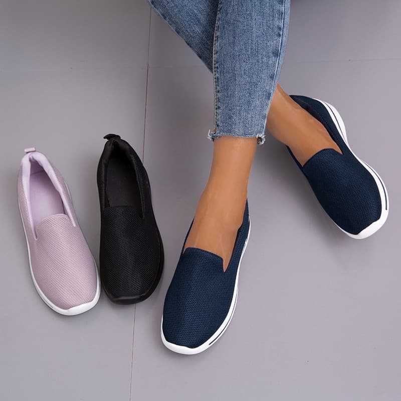 Zapatillas slip-on cómodas de tejido volador para mujer