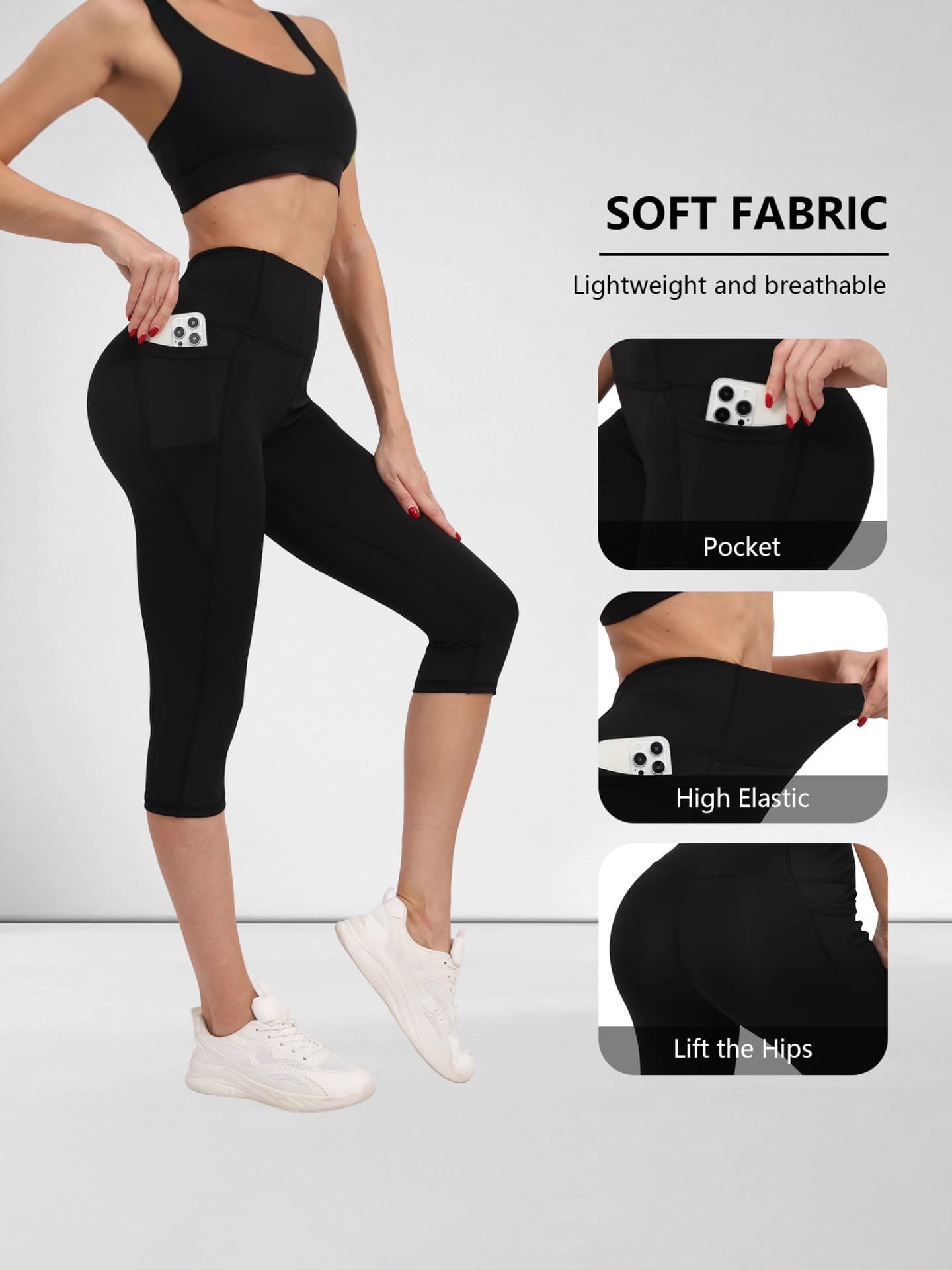 Pantalones yoga mujer cintura alta con bolsillos