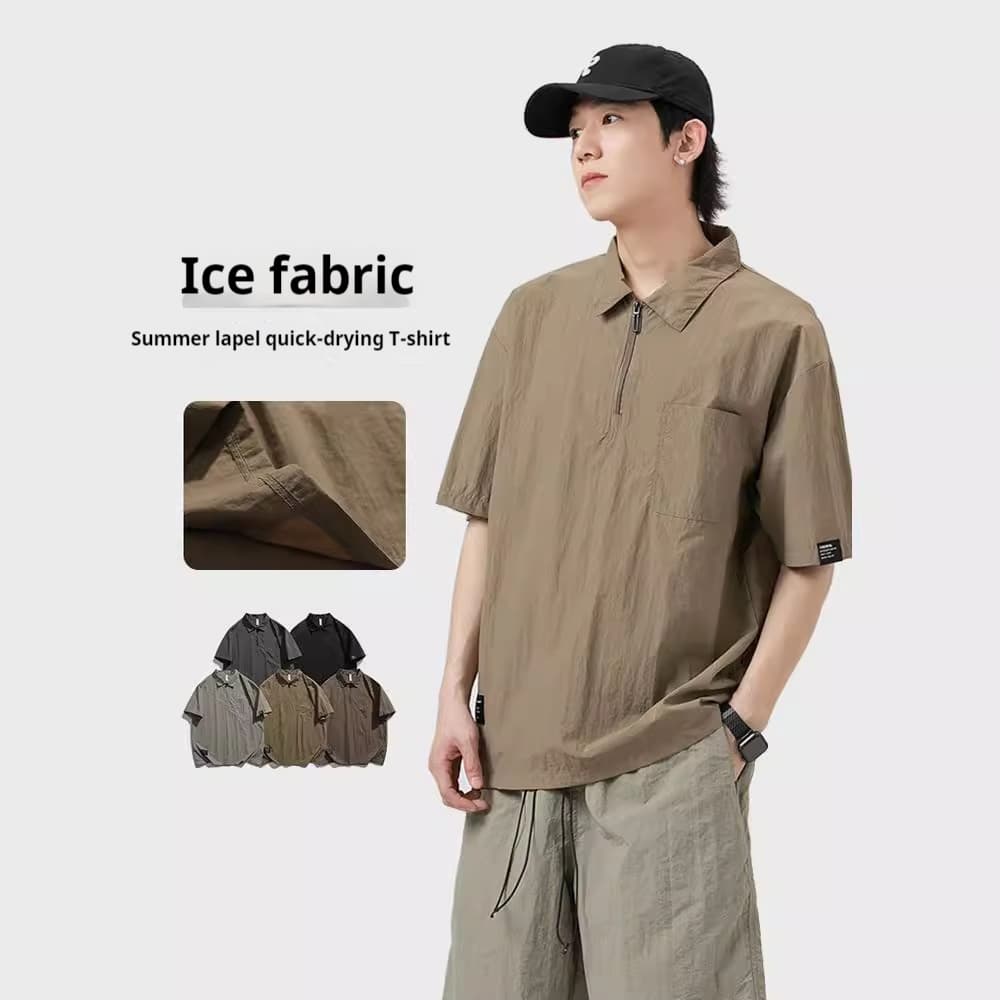 Camiseta retro estilo japonés con solapa para verano