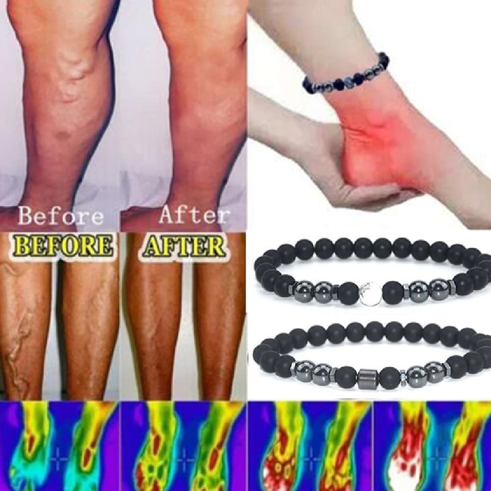Pulsera de tobillo magnética con cuentas de piedra