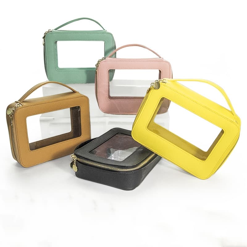 Bolsa cosmética transparente portátil para viajes