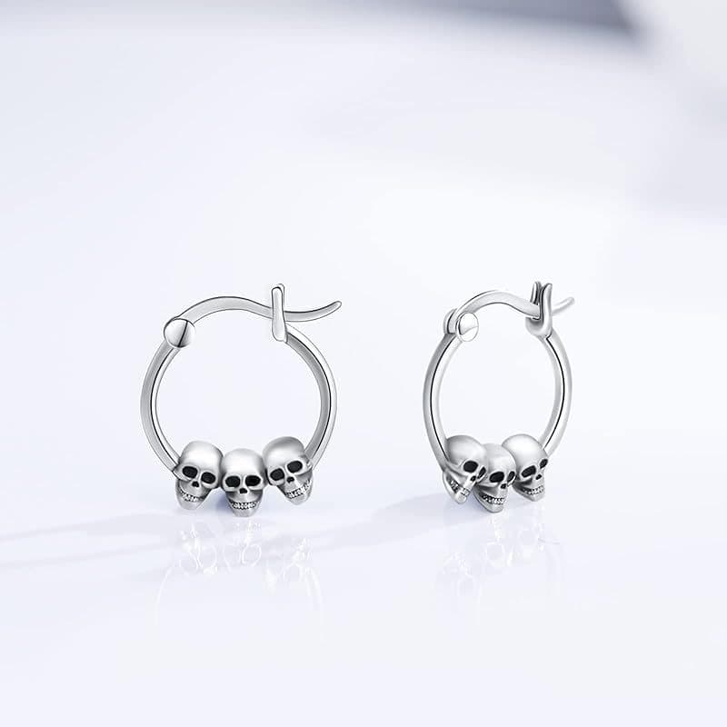 Pendientes clip calavera retro halloween