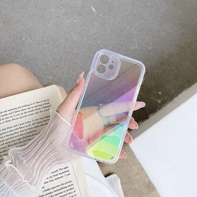 Funda para teléfono de borde suave con acabado plateado