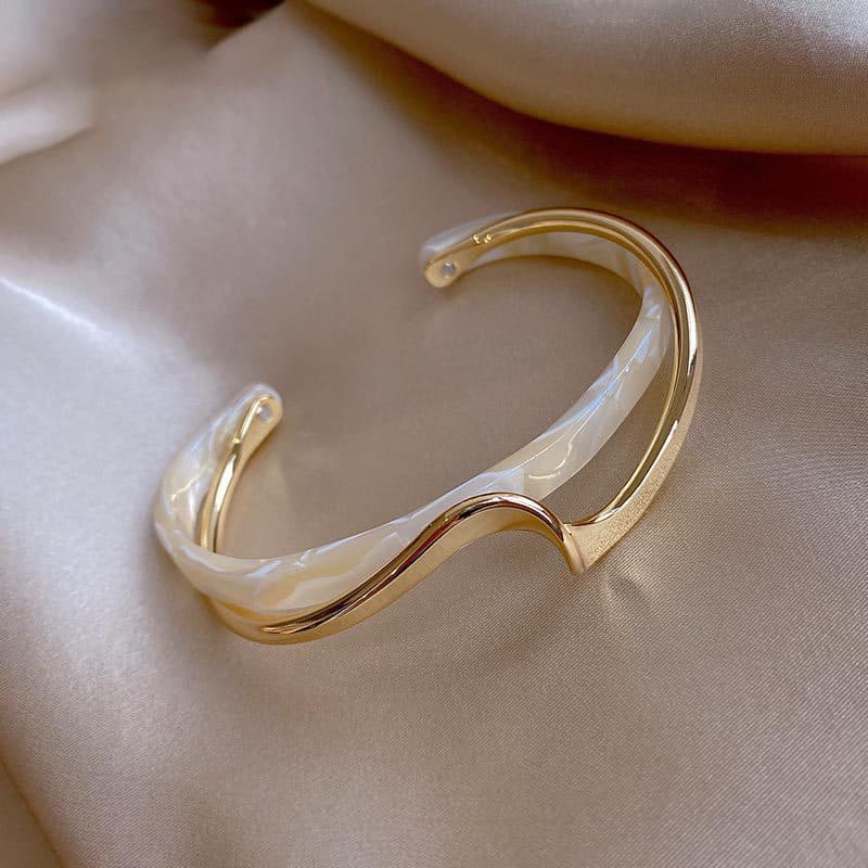 Pulsera de concha blanca ajustable, diseño de dos capas