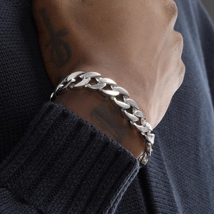 Pulsera cubana plata de ley 925 13mm