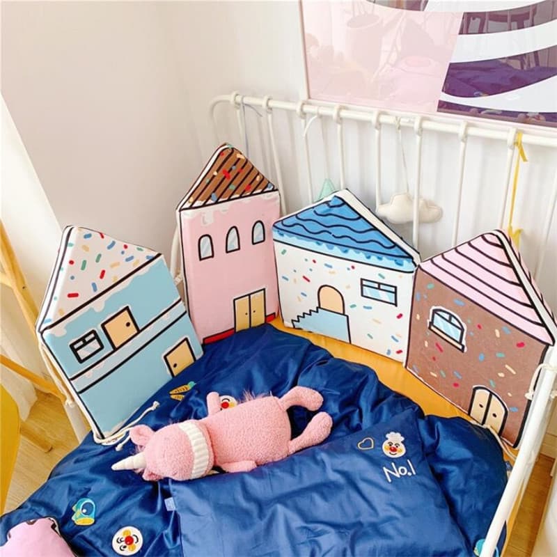 Barrera protectora para cama infantil, removible y lavable