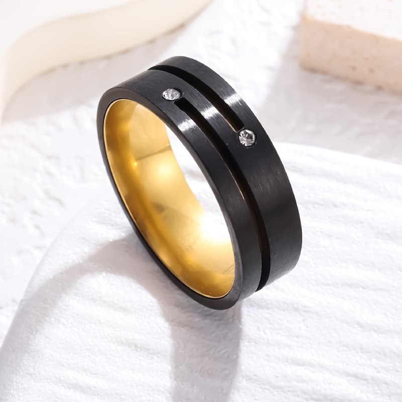 Anillo de acero inoxidable con cristales platinado
