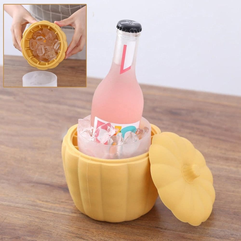 Cubo de hielo con forma de calabaza de silicona, 2 en 1