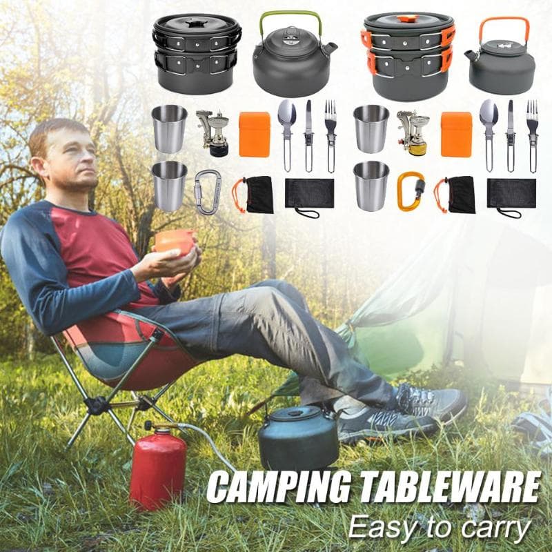 Juego de cocina de camping de aluminio para 2-3 personas