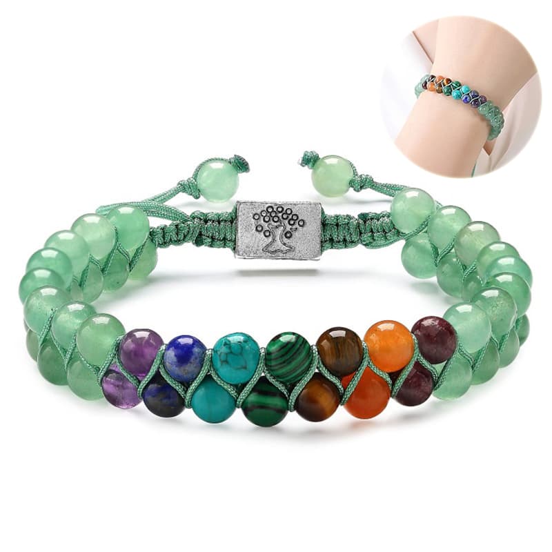 Pulsera de chakra con piedras naturales doble capa yoga