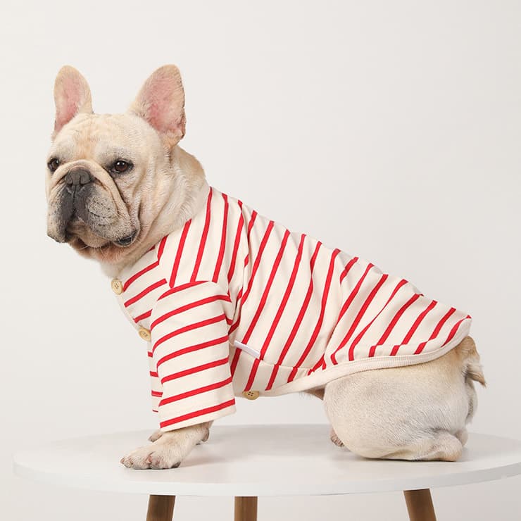 Camiseta de algodón con rayas para perro