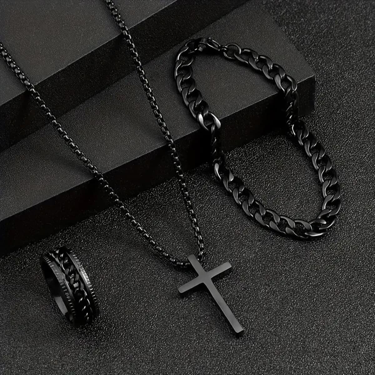 Conjunto de joyería cruzada para hombre