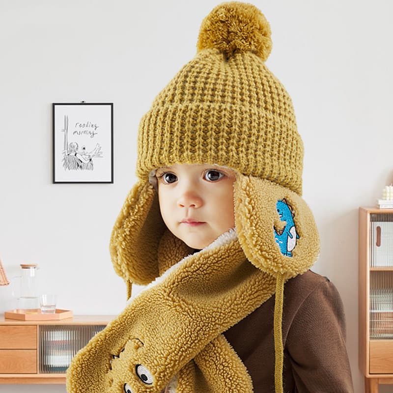 Conjunto infantil de gorro fleece y bufanda caliente
