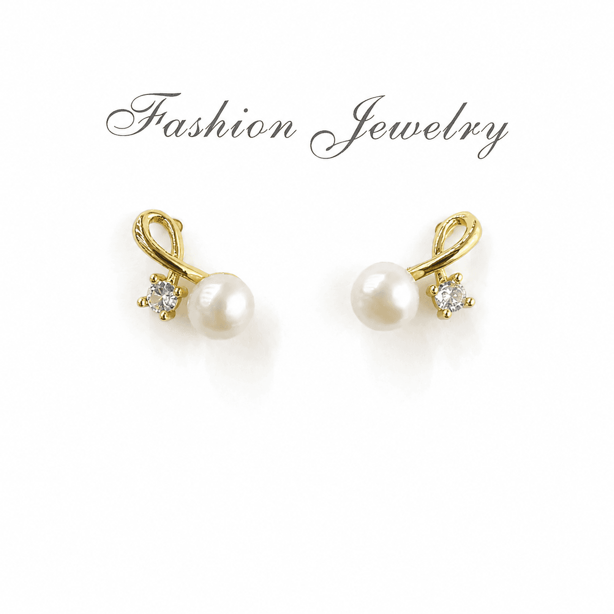 Aretes de perlas con nudo torcido dorado