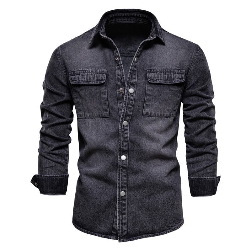 Chaqueta vintage de jean lavado con solapa estilo europeo