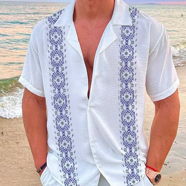 Camisa casual de manga corta con estampa digital