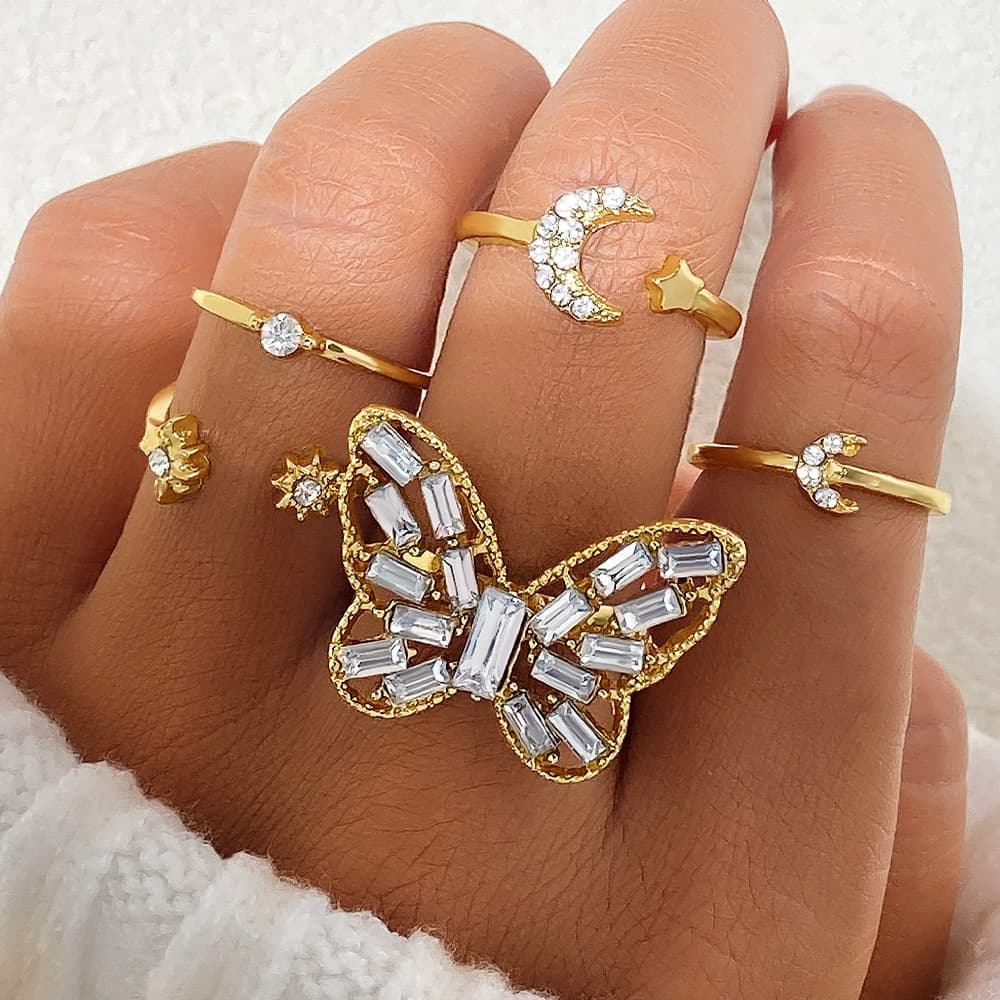 Anillos vintage de mariposa para parejas